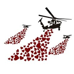 Vinilo sienų lipdukų sraigtasparnis su širdimis - gatvės menas, grafiti, dekoras, sraigtasparnio lipdukas - kambario dekoras kaina ir informacija | Interjero lipdukai | pigu.lt