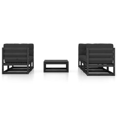 Sodo baldų komplektas su pagalvėlėmis, 6 dalių, juodas kaina ir informacija | Lauko baldų komplektai | pigu.lt