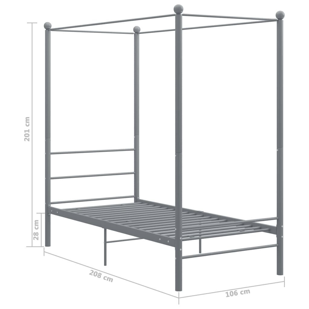 Lovos rėmas su baldakimu, pilkas, 100x200 cm kaina ir informacija | Lovos | pigu.lt