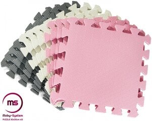 Пазл из пенопласта 12шт. - образовательный коврик из пенопласта 120 х 90 х 1.2 см с ободком - розовый цена и информация | Развивающие коврики | pigu.lt