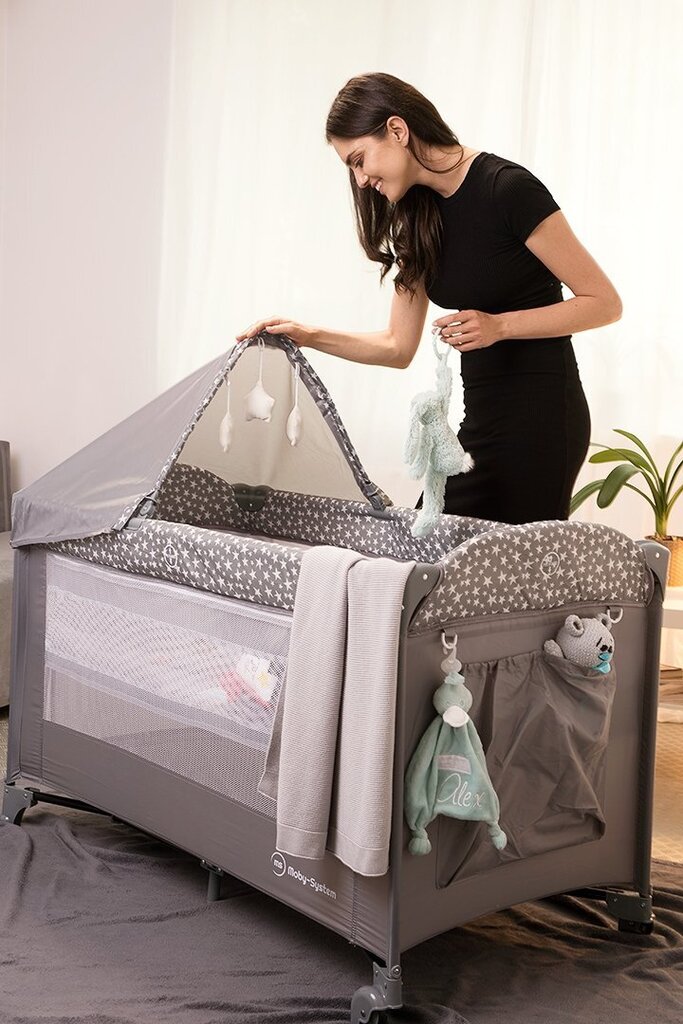 Vaikiška lovytė-maniežas Happy Traveller Basic plus, pilka kaina ir informacija | Maniežai vaikams | pigu.lt