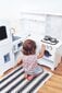 Žaislinė medinė kampinė virtuvė su šaldytuvu, orkaite, skalbimo mašina, prijuostė ir priedais цена и информация | Žaislai mergaitėms | pigu.lt