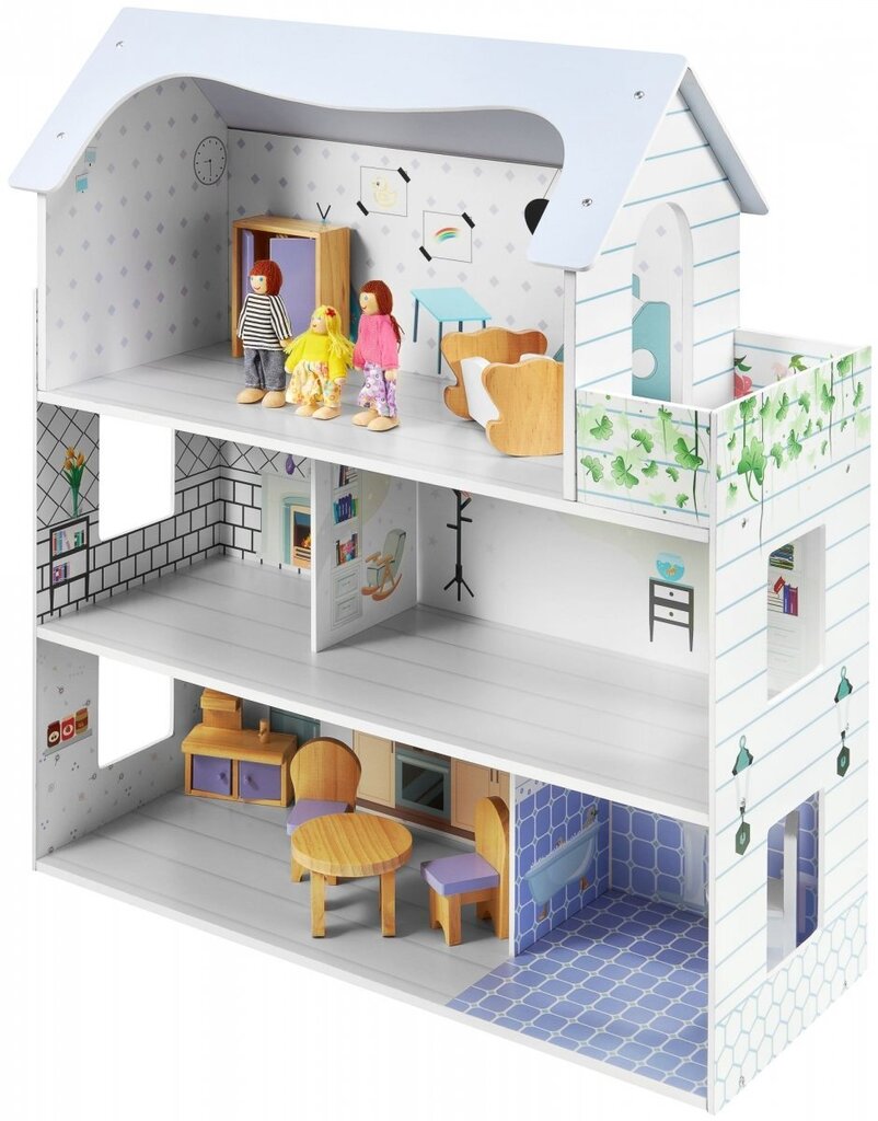 Medinis lėlių namelis su terasa kaina ir informacija | Žaislai mergaitėms | pigu.lt