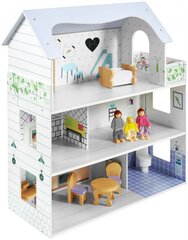 Деревянный кукольный домик с террасой цена и информация | Игрушки для девочек | pigu.lt
