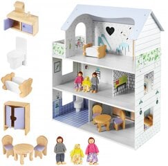 Деревянный кукольный домик с террасой цена и информация | Игрушки для девочек | pigu.lt