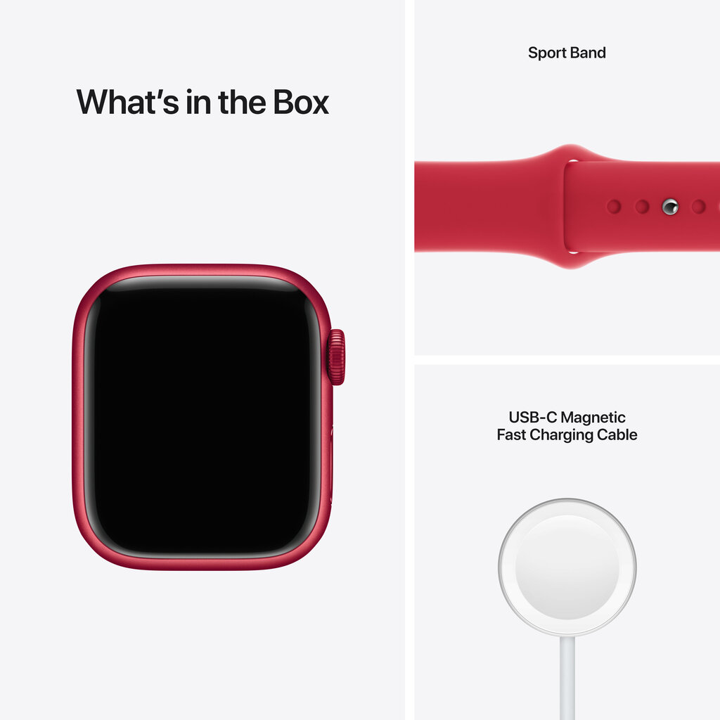 Apple Watch Series 7 GPS + Cellular, 45mm (PRODUCT)RED Aluminium Case ,(PRODUCT)RED Sport Band - MKJU3UL/A цена и информация | Išmanieji laikrodžiai (smartwatch) | pigu.lt