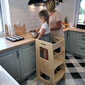 Virtuvinė kėdutė-laiptukai vaikams KiddyMoon ST-003, pilka kaina ir informacija | Vaikiškos kėdutės ir staliukai | pigu.lt
