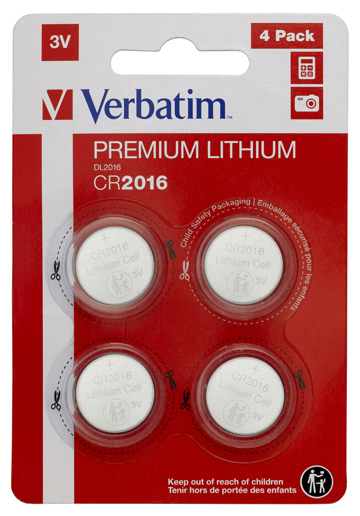 Verbatim CR2016 3V elementai, 4 vnt kaina ir informacija | Elementai | pigu.lt