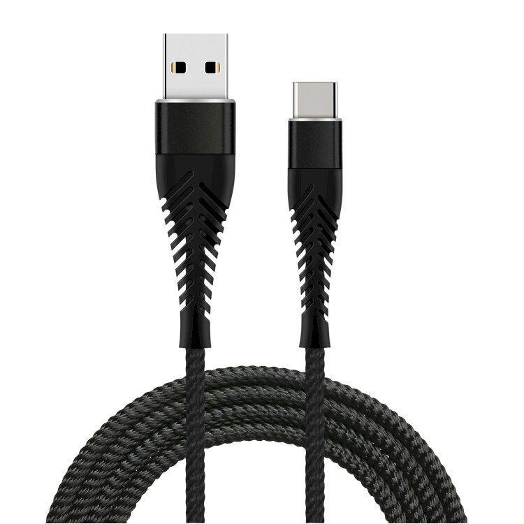 Fusion Fishbone USB-A į USB-C, 1.5 m juodas kaina ir informacija | Laidai telefonams | pigu.lt