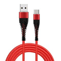 Fusion Fishbone USB-A į USB-C, 1.5m raudona kaina ir informacija | Laidai telefonams | pigu.lt
