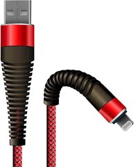 Fusion Fishbone USB-A į Lightning, 1.5m raudona kaina ir informacija | Laidai telefonams | pigu.lt