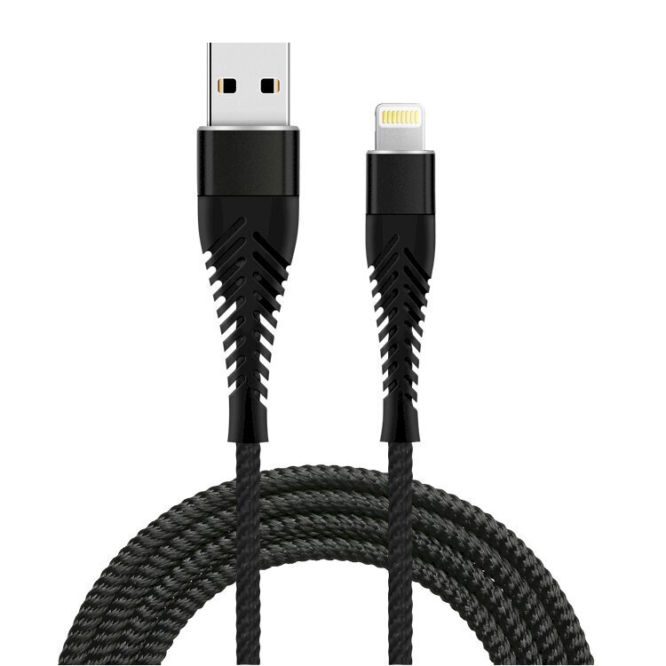 Fusion Fishbone USB-A į Lightning, 1.5 m juoda цена и информация | Laidai telefonams | pigu.lt