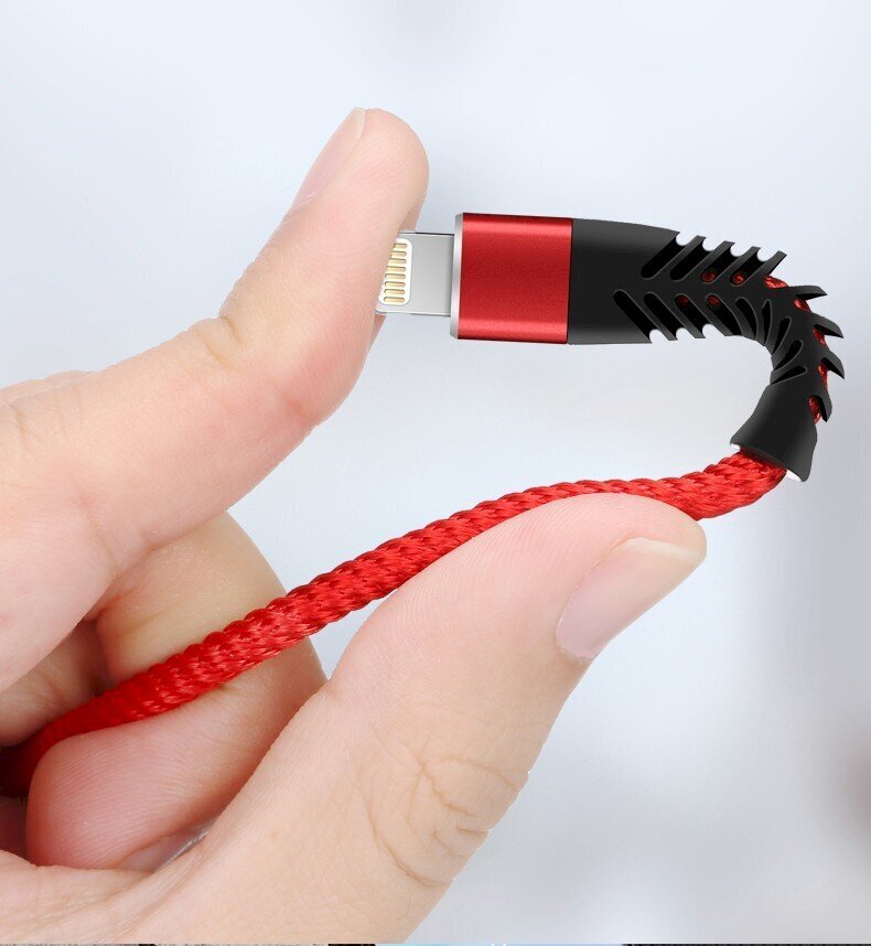 Fusion Fishbone USB-A į Lightning, 1.5 m baltas kaina ir informacija | Laidai telefonams | pigu.lt
