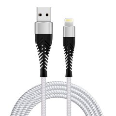 Кабель Fusion Fishbone USB-A - Lightning 30 Вт / 3А / 1,5 м белый цена и информация | Кабели для телефонов | pigu.lt