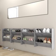 Sieninės spintelės batams, 4 vnt., pilkos, 60x18x60 cm цена и информация | Полки для обуви, банкетки | pigu.lt