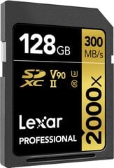 Lexar карта памяти SDXC 128GB Professional 2000x UHS-II U3 V90 цена и информация | Карты памяти для фотоаппаратов, камер | pigu.lt