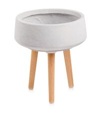 Керамический вазон Ecolite Retro, круглый на деревянных ножках, серый, 33 x 35(В) см цена и информация | Вазоны | pigu.lt