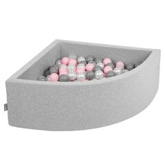 KiddyMoon Четверть детский бассейн с мячиками 90x30см/200 шариков ∅ 7см, сертифицирован в ЕС, Светло-серый/перламутровый/серый/прозрачный/светло-розовый цена и информация | Игрушки для малышей | pigu.lt