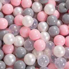 KiddyMoon Круглый детский бассейн с мячиками 90x30см/200 шариков ∅ 7см, сертифицирован в ЕС, Светло-серый:перламутровый/серый/прозрачный/светло-розовый цена и информация | Игрушки для малышей | pigu.lt