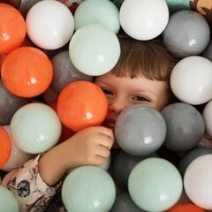 KiddyMoon Круглый детский бассейн с мячиками 90x30см/200 шариков ∅ 7см, сертифицирован в ЕС, Светло-серый:серый/белый/бирюзовый цена и информация | Игрушки для малышей | pigu.lt