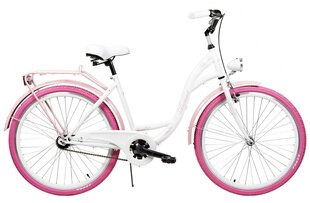 Prekė su pažeidimu. Miesto dviratis AZIMUT City Lux 26&quot; 2021, baltas/rožinis kaina ir informacija | Prekės su pažeidimu | pigu.lt