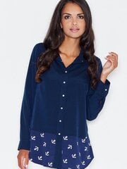 Marškiniai moterims Figl 43746, mėlyni цена и информация | Женские блузки, рубашки | pigu.lt