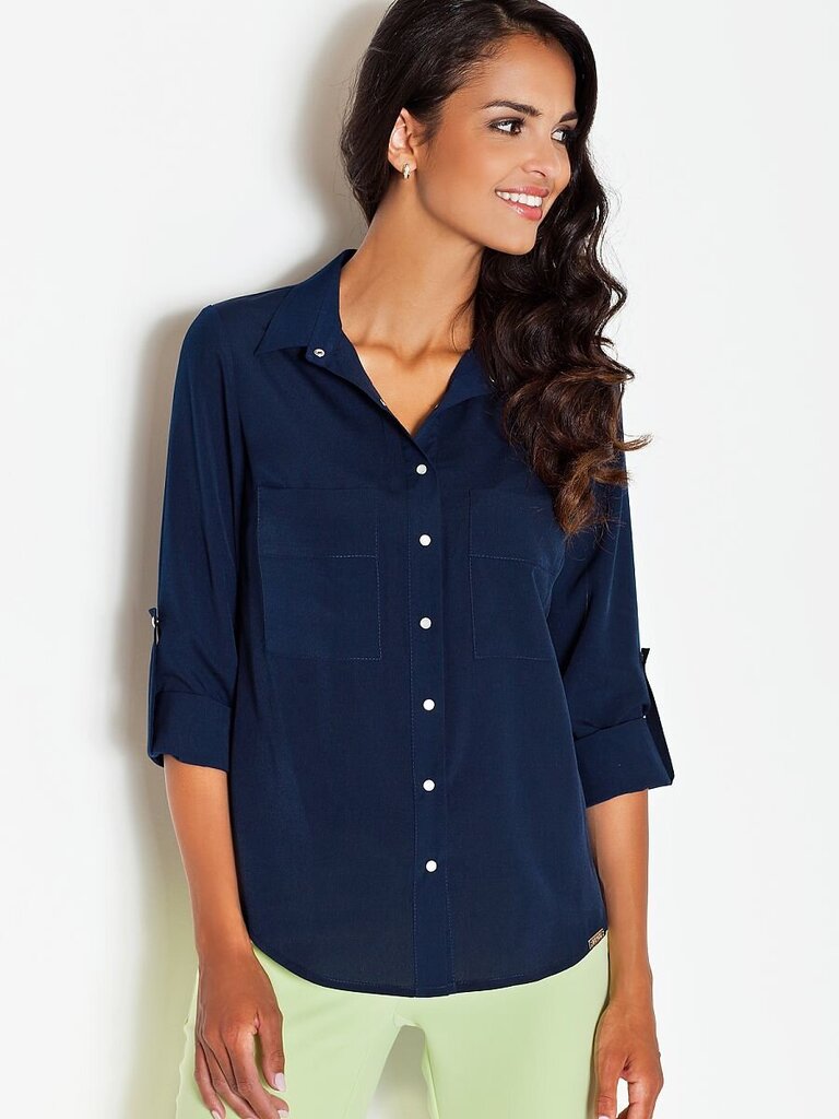 Marškiniai moterims Figl 43750, mėlyni kaina ir informacija | Palaidinės, marškiniai moterims | pigu.lt