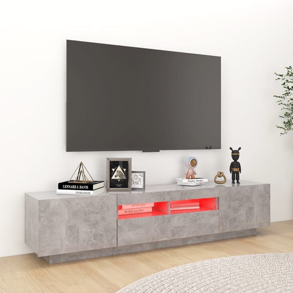 Televizoriaus spintelė su LED, 180x35x40 cm, pilka kaina ir informacija | TV staliukai | pigu.lt