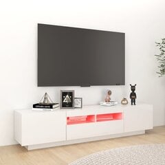 TV spintelė su LED apšvietimu, 180x35x40 cm, balta, blizgi цена и информация | Тумбы под телевизор | pigu.lt