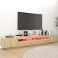 Televizoriaus spintelė su LED apšvietimu, 260x35x40 cm, ruda kaina ir informacija | TV staliukai | pigu.lt