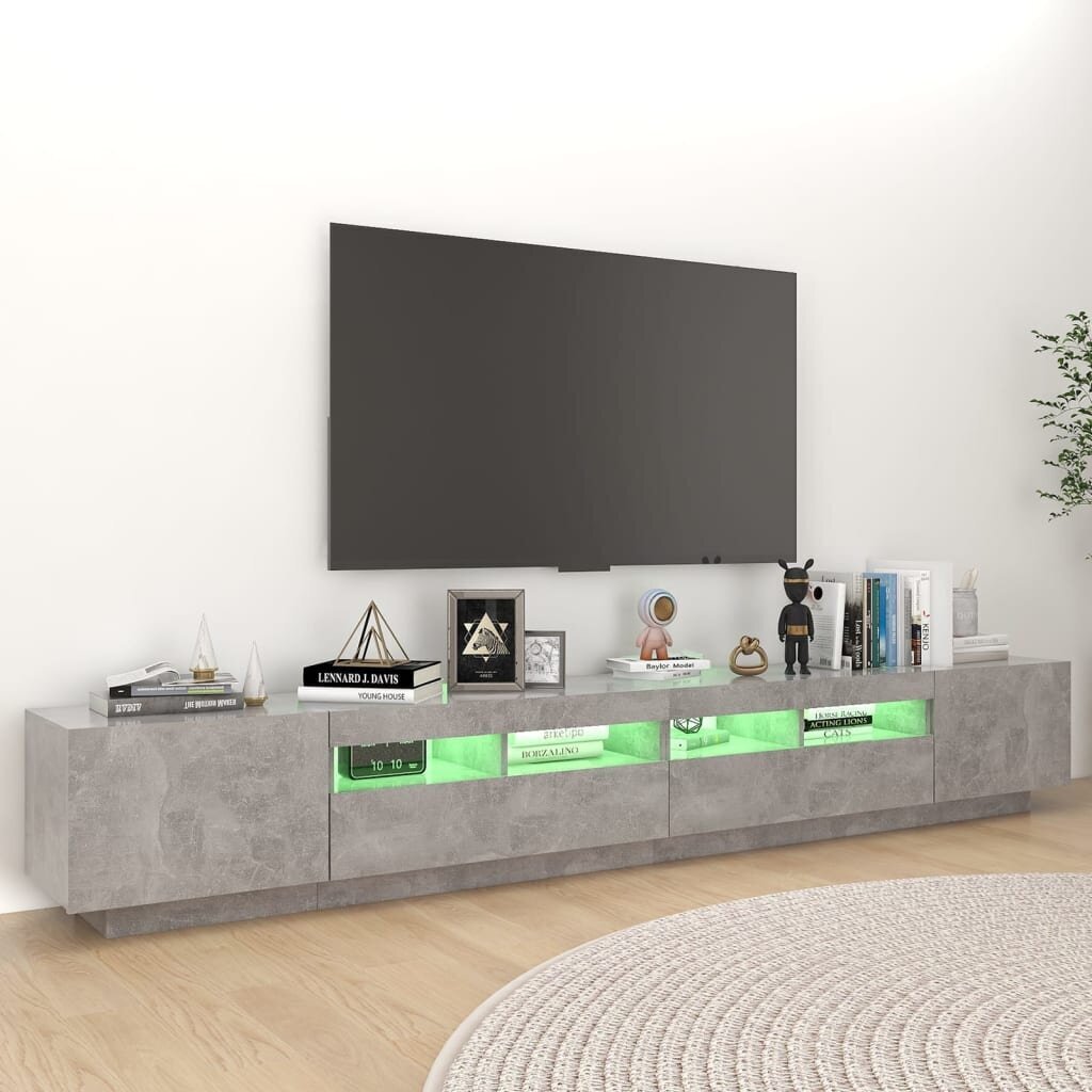 Televizoriaus spintelė su LED, 260x35x40 cm, pilka цена и информация | TV staliukai | pigu.lt