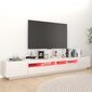 TV spintelė su LED apšvietimu, 260x35x40 cm, balta, blizgi kaina ir informacija | TV staliukai | pigu.lt