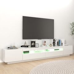 TV spintelė su LED apšvietimu, 260x35x40 cm, balta, blizgi цена и информация | Тумбы под телевизор | pigu.lt