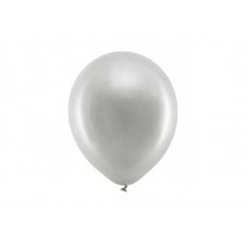 Vaivorykštiniai balionai 23 cm metaliniai, sidabriniai (1 vnt. / 100 vnt.) kaina ir informacija | Balionai | pigu.lt