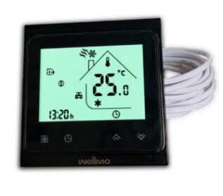 Grindinio šildymo tinklelis Wellmo MAT (dydis 3,5 m2) + programuojamas termostatas WTH-51.36 NEW BLACK (juodas) цена и информация | Grindų ir veidrodžių šildymo kilimėliai | pigu.lt