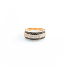 Золотое кольцо с белыми и чёрными бриллиантами ZGR25926BD цена и информация | Кольцо | pigu.lt