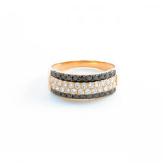Auksinis žiedas su juodais ir baltais briliantais ZGR25926BD kaina ir informacija | Žiedai | pigu.lt