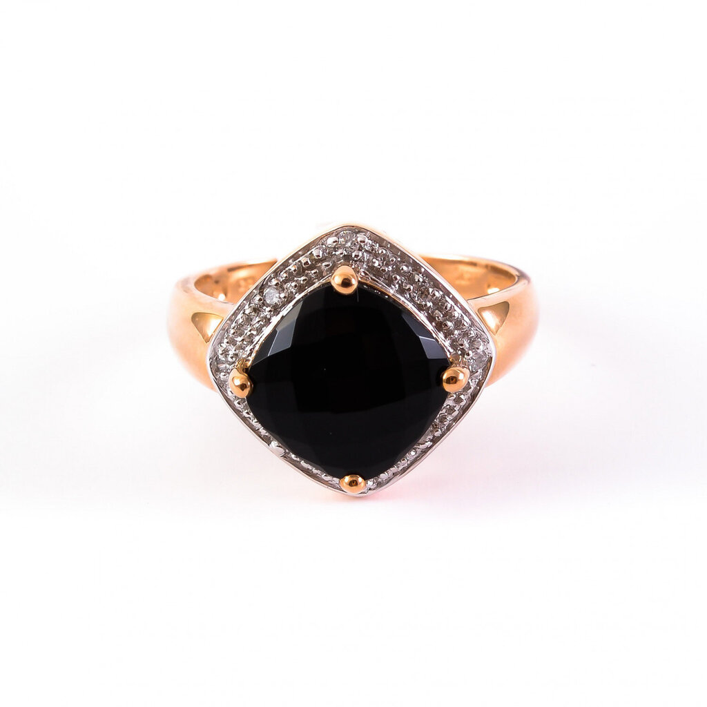 Auksinis žiedas su oniksu ir deimantais ZGR1956PO kaina ir informacija | Žiedai | pigu.lt