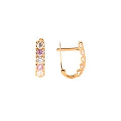 Auksiniai auskarai su rožinu ir baltu cirkoniu ZAG830R kaina ir informacija | Auskarai | pigu.lt