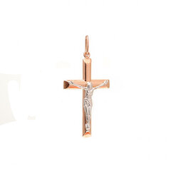 Katalikų kryžius iš raudono ir balto aukso ZKA335 kaina ir informacija | Kaklo papuošalai | pigu.lt