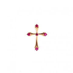 Auksinis kryžius su rubinais ZKFY00165P5R0R kaina ir informacija | Kaklo papuošalai | pigu.lt