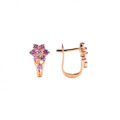 Gėlytės formos auksiniai auskarai su rožiniais cirkoniais ZAOT42145-PK kaina ir informacija | Auskarai | pigu.lt