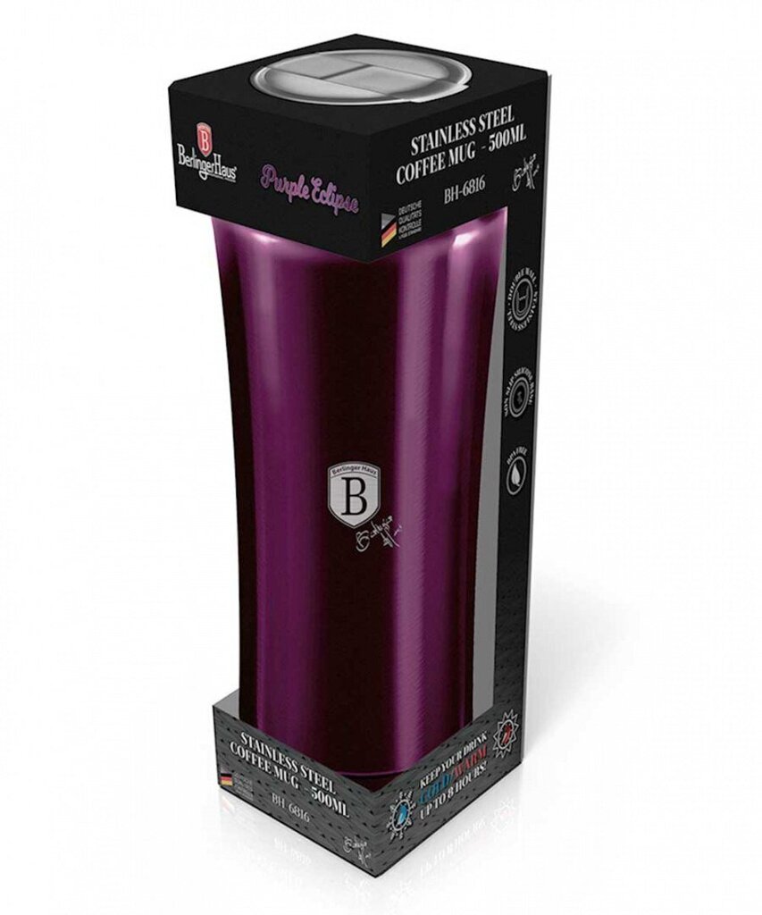 Berlinger Haus terminis puodelis, 500ml, BH-6816, purple kaina ir informacija | Termosai, termopuodeliai | pigu.lt