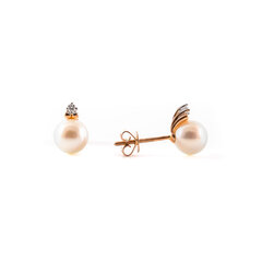 Auksiniai auskarai su perlais ir briliantu ZAEE3329PL kaina ir informacija | Auskarai | pigu.lt