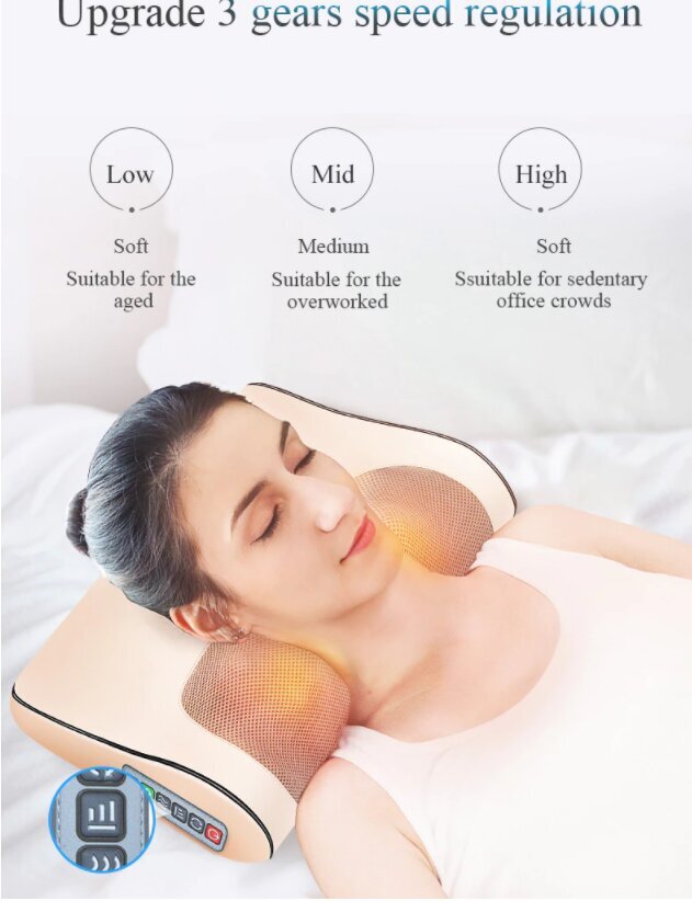 Elektrinė Shiatsu masažo pagalvė su infraraudonųjų spindulių šildymu Jinkairui kaina ir informacija | Masažuokliai | pigu.lt