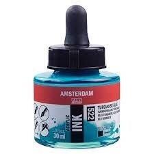 Akrilinis rašalas Amsterdam 30ml Turquoise Blue kaina ir informacija | Piešimo, tapybos, lipdymo reikmenys | pigu.lt