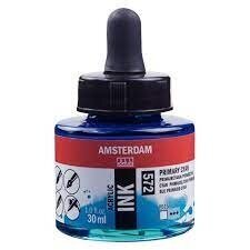 Akrilinis rašalas Amsterdam 30ml Primary Cyan kaina ir informacija | Piešimo, tapybos, lipdymo reikmenys | pigu.lt