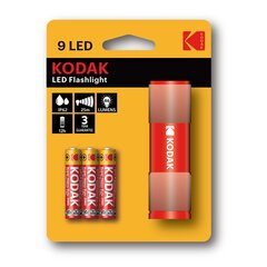 Kodak 9-LED žibintuvėlis + 3 xAAA, raudonas kaina ir informacija | Žibintuvėliai, prožektoriai | pigu.lt