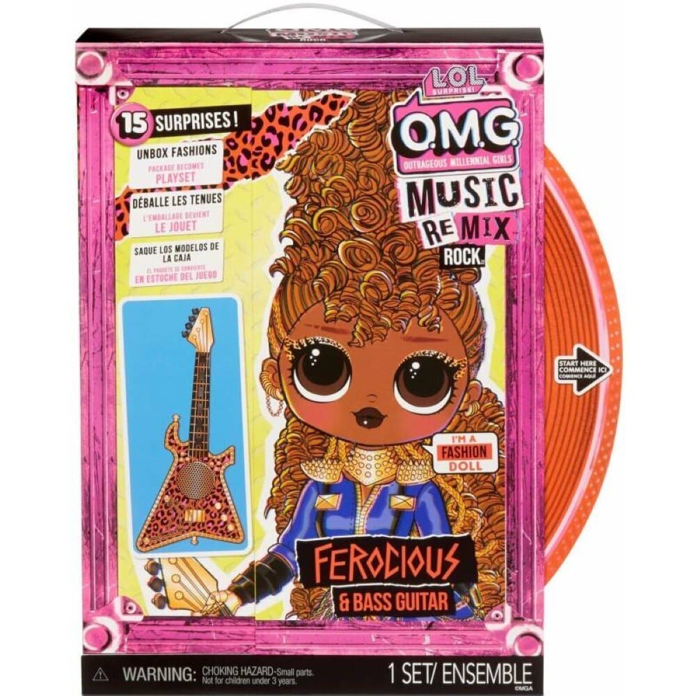 Lėlė LOL Surprise! OMG Music ReMix Rock Ferocious & Bass Guitar kaina ir informacija | Žaislai mergaitėms | pigu.lt