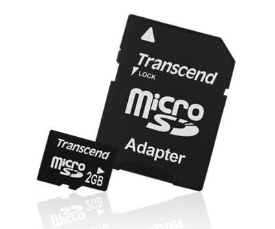 Transcend microSD 2GB + SD adapteris цена и информация | Atminties kortelės telefonams | pigu.lt